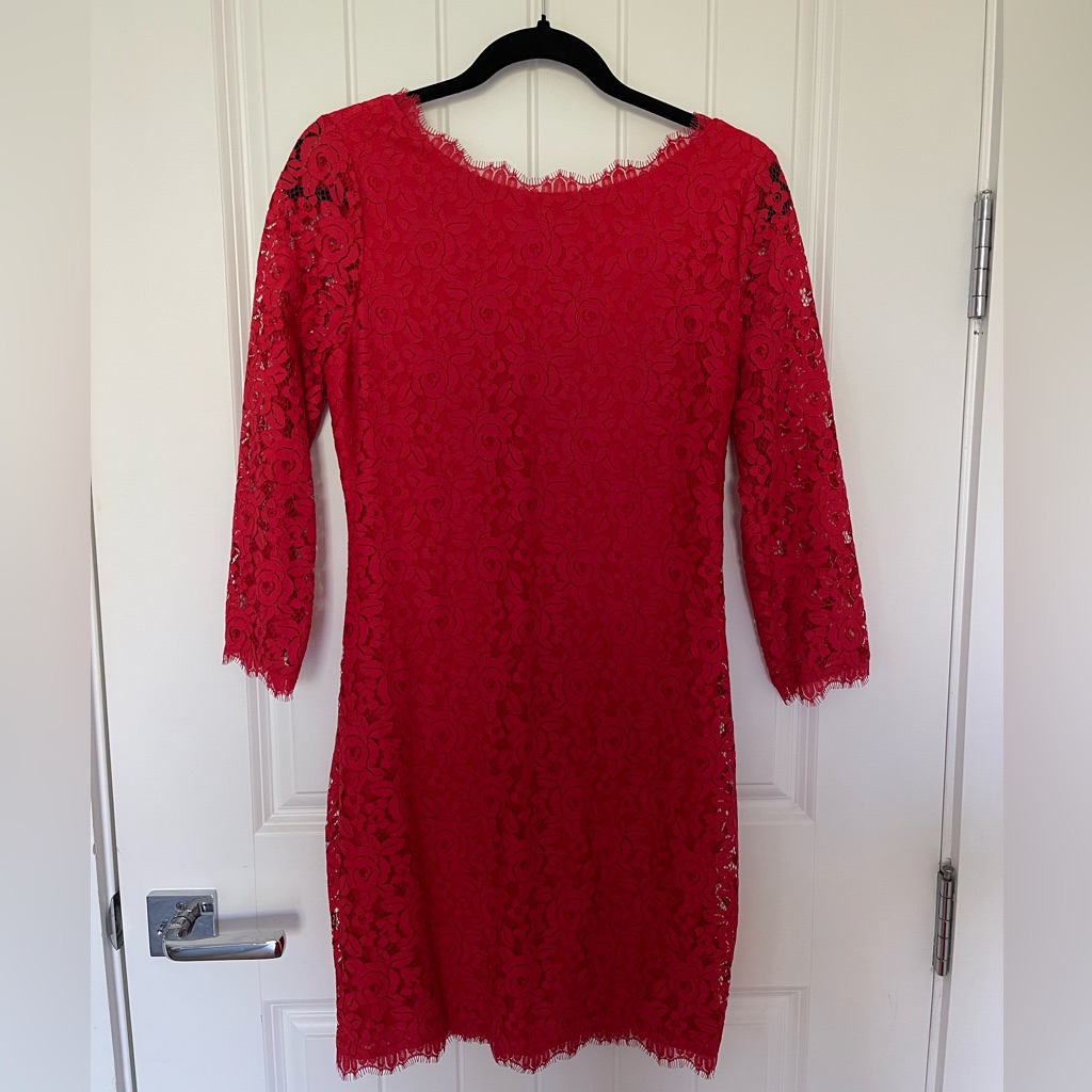 Stunning Dvf Colleen Lace Dress In Color Poppy / Red Size 6